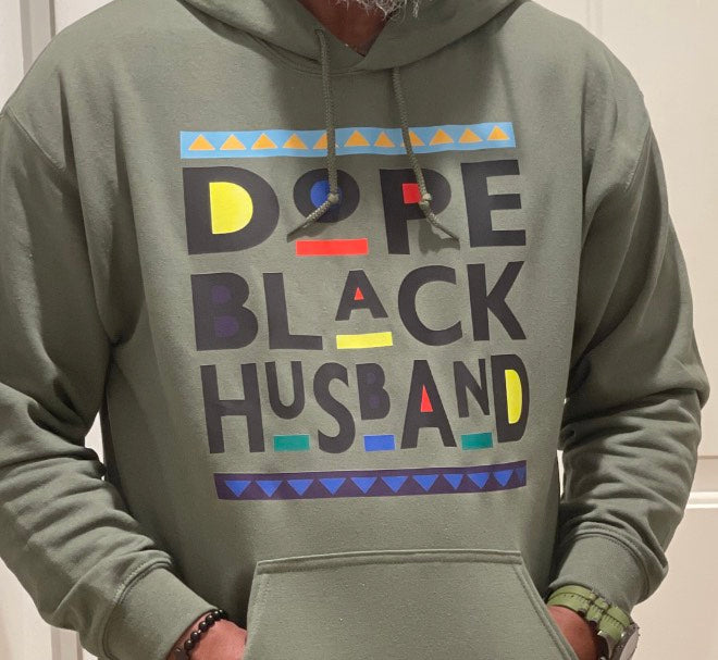 MELANIN WORLD DOPE BLACK HUSBAND HOODIE ( BLK LETTERS )