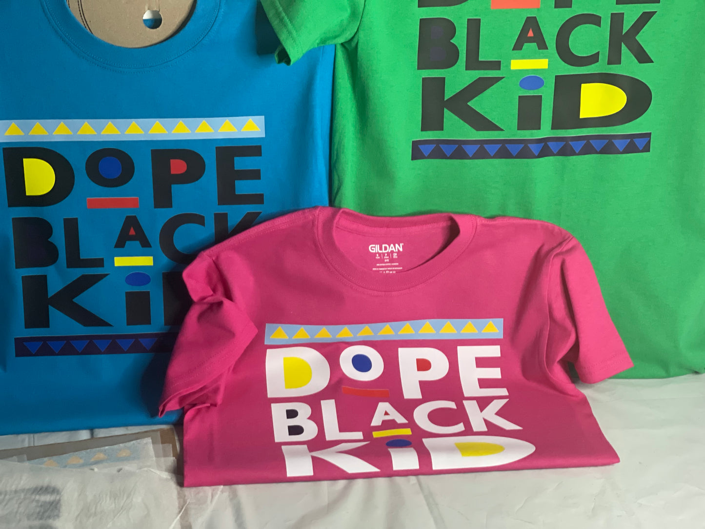 MELANIN WORLD- DOPE BLACK KID Variety Styles ( WHITE LETTERS )