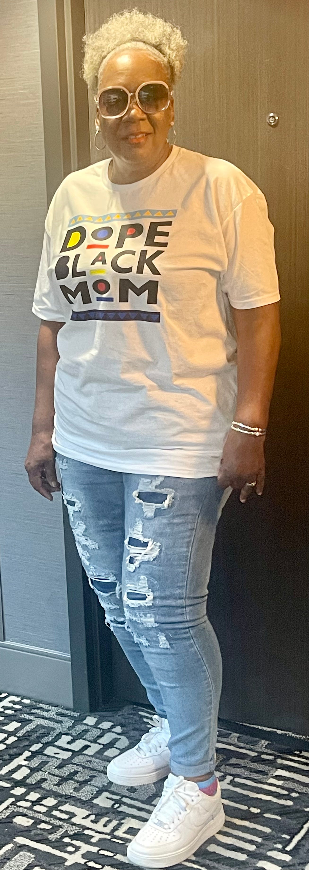 DOPE BLACK MOM T-SHIRT ( BLACK LETTERS )