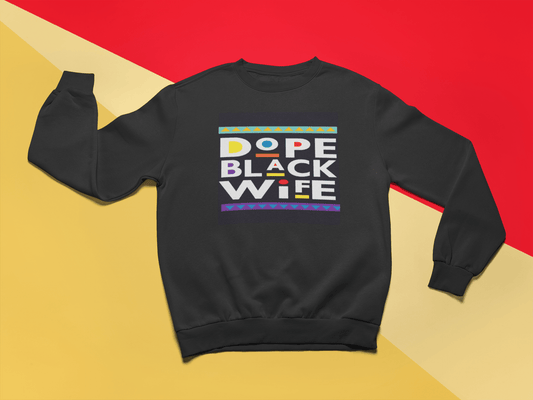 MELANIN WORLD - DOPE BLACK WIFE CREW NECK (WHT) - kingdomfavored